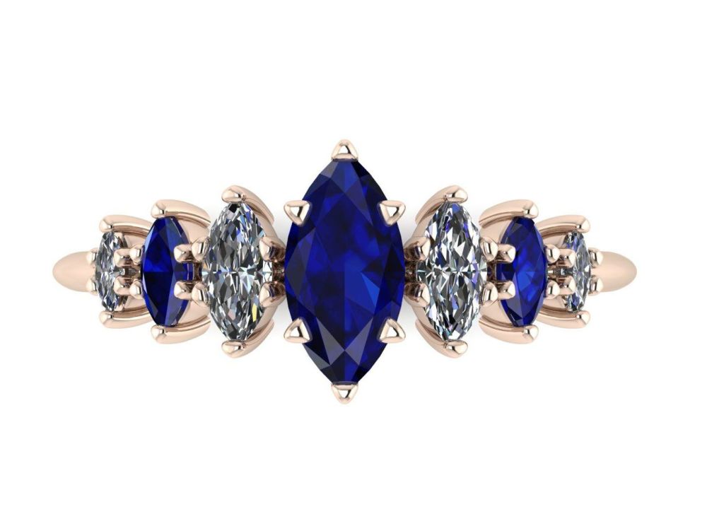 Harlequin - Sapphires , Diamond & Rose Gold