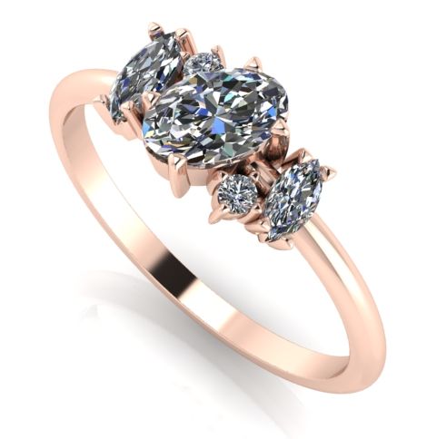 Atlantis Rose Diamond - Asymmetrical diamond and rose gold cluster ring