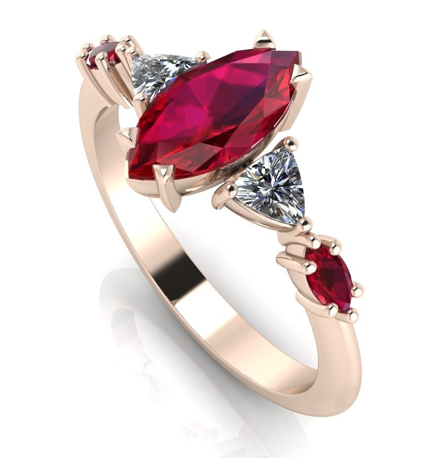 Maisie Marquise Ring - Ruby & Diamonds set in rose gold