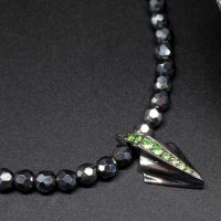 Green and Black Art Deco Tsavorite Gemstone Necklace