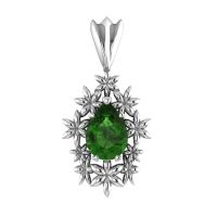 Fleur - Green Tourmaline Silver Pendant