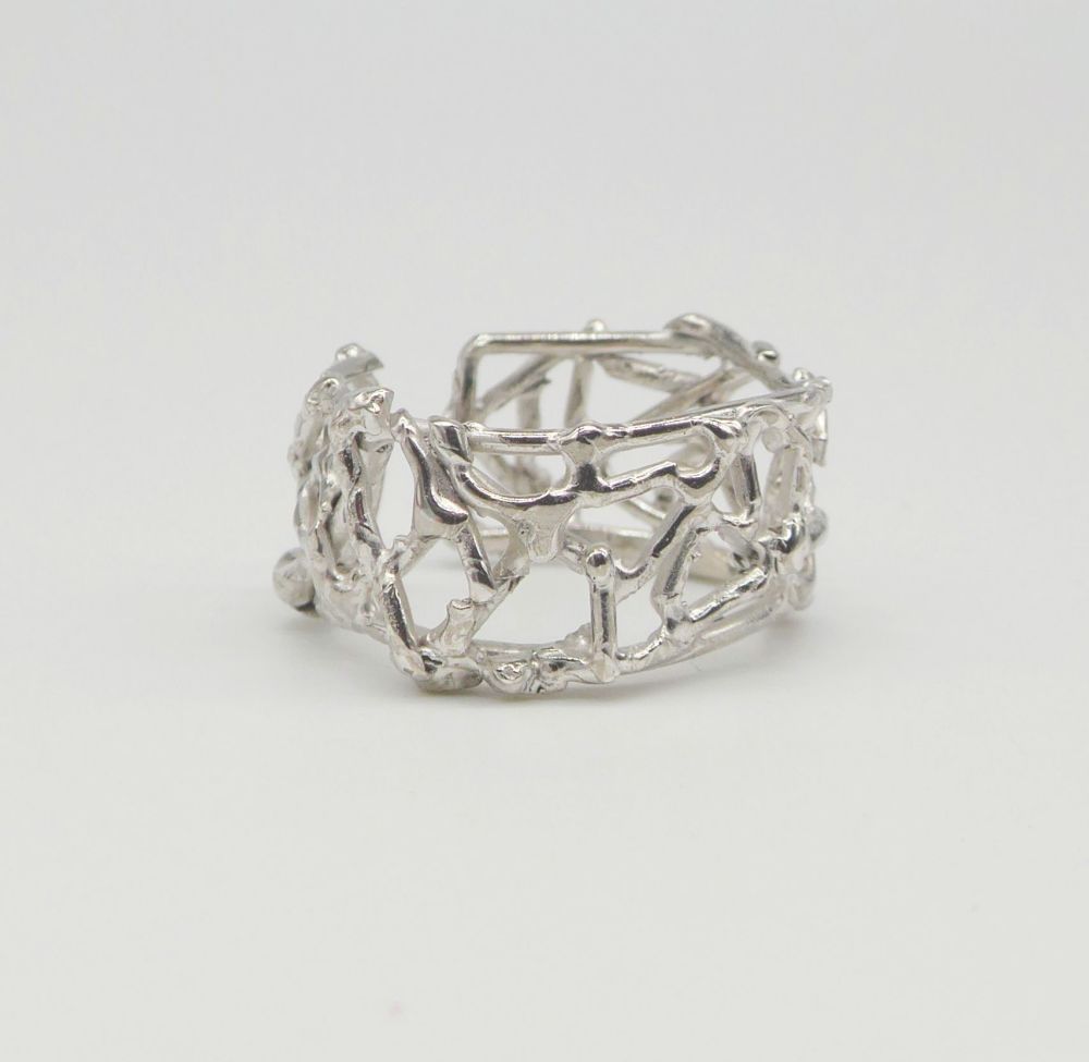 Silver Web Cuff Ring