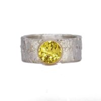 Golden Beryl  Yellow Gemstone Silver & Gold Ring