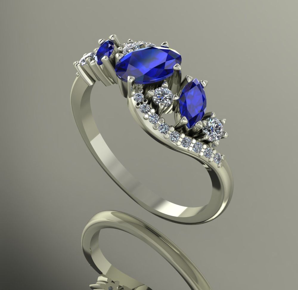 Atlantis Storm Blue Sapphire & Diamonds - White Gold
