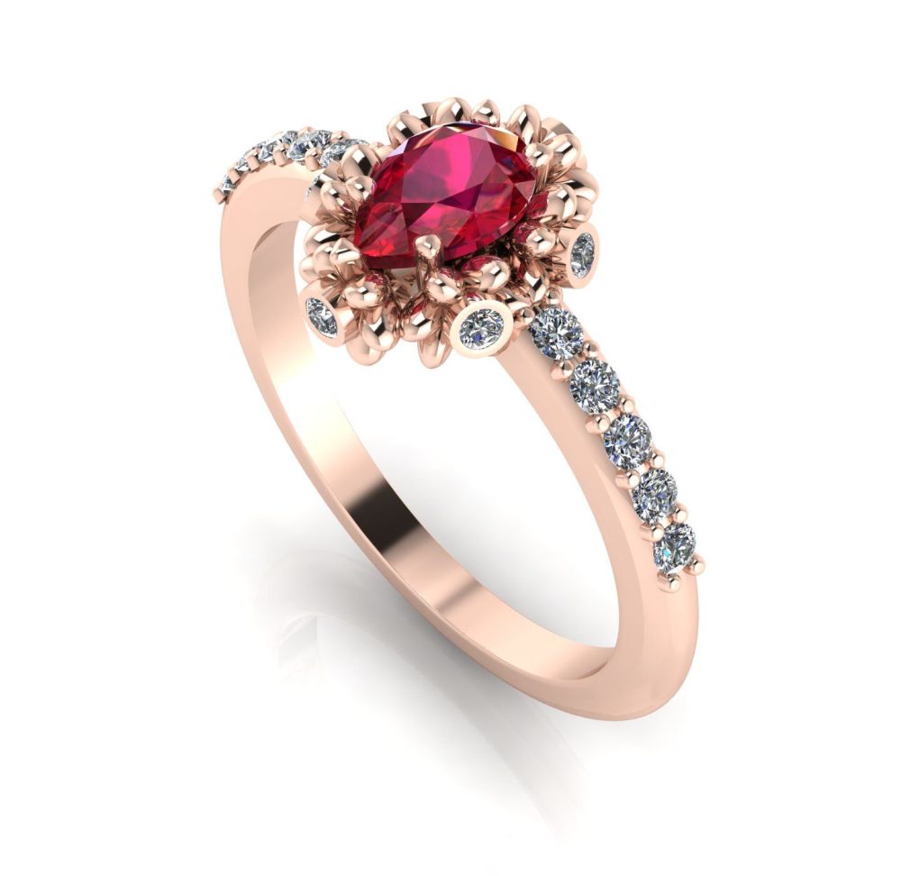 Garland: Ruby, Diamonds & Rose Gold Ring