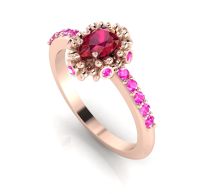 Garland: Ruby , Pink Sapphires & Rose Gold Ring