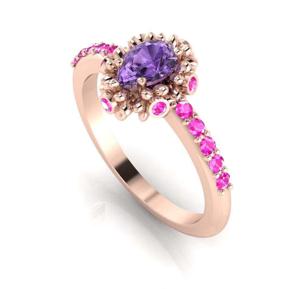 Garland: Violet & Pinks Sapphires Rose Gold Ring