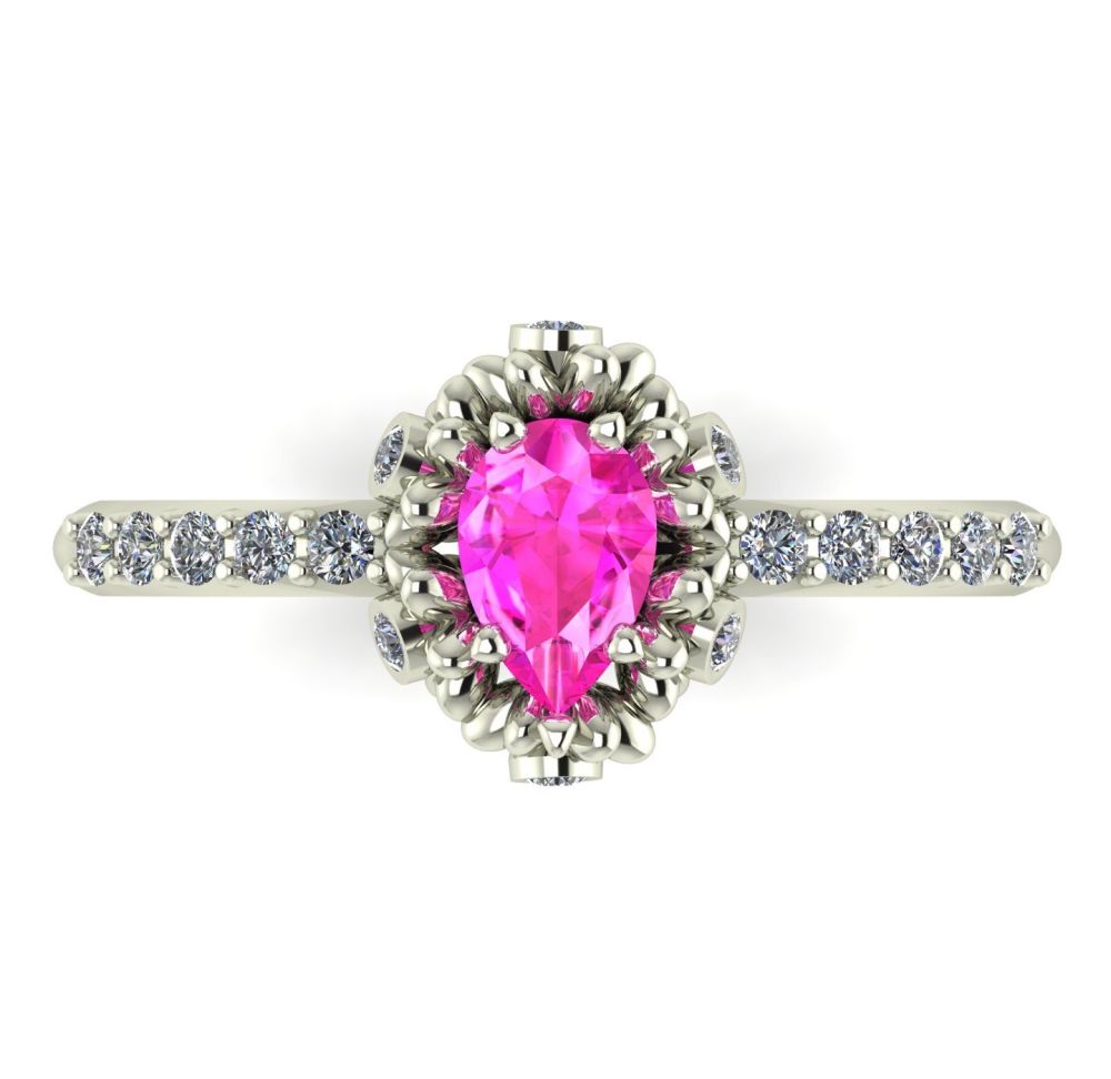 Garland: Pinks Sapphire, Diamonds & White Gold Ring