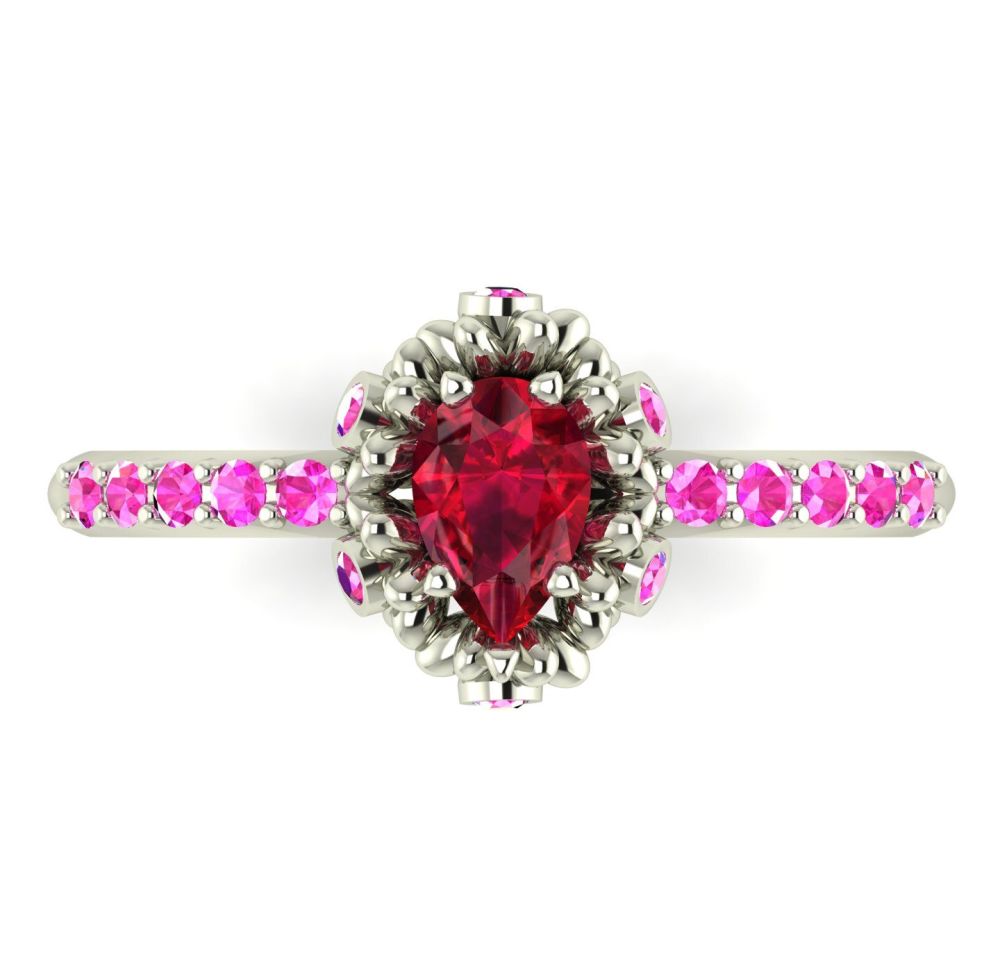 Garland: Ruby, Pink Sapphires & White Gold Ring