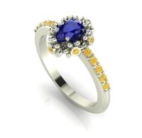 Garland: Sapphire, Yellow Diamond & White Gold Ring