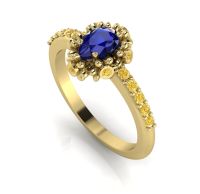Garland: Sapphire, Yellow Diamonds & Gold Ring