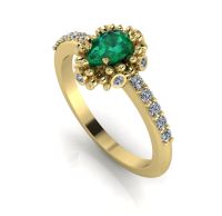 Garland: Emerald, Diamonds & Gold Ring