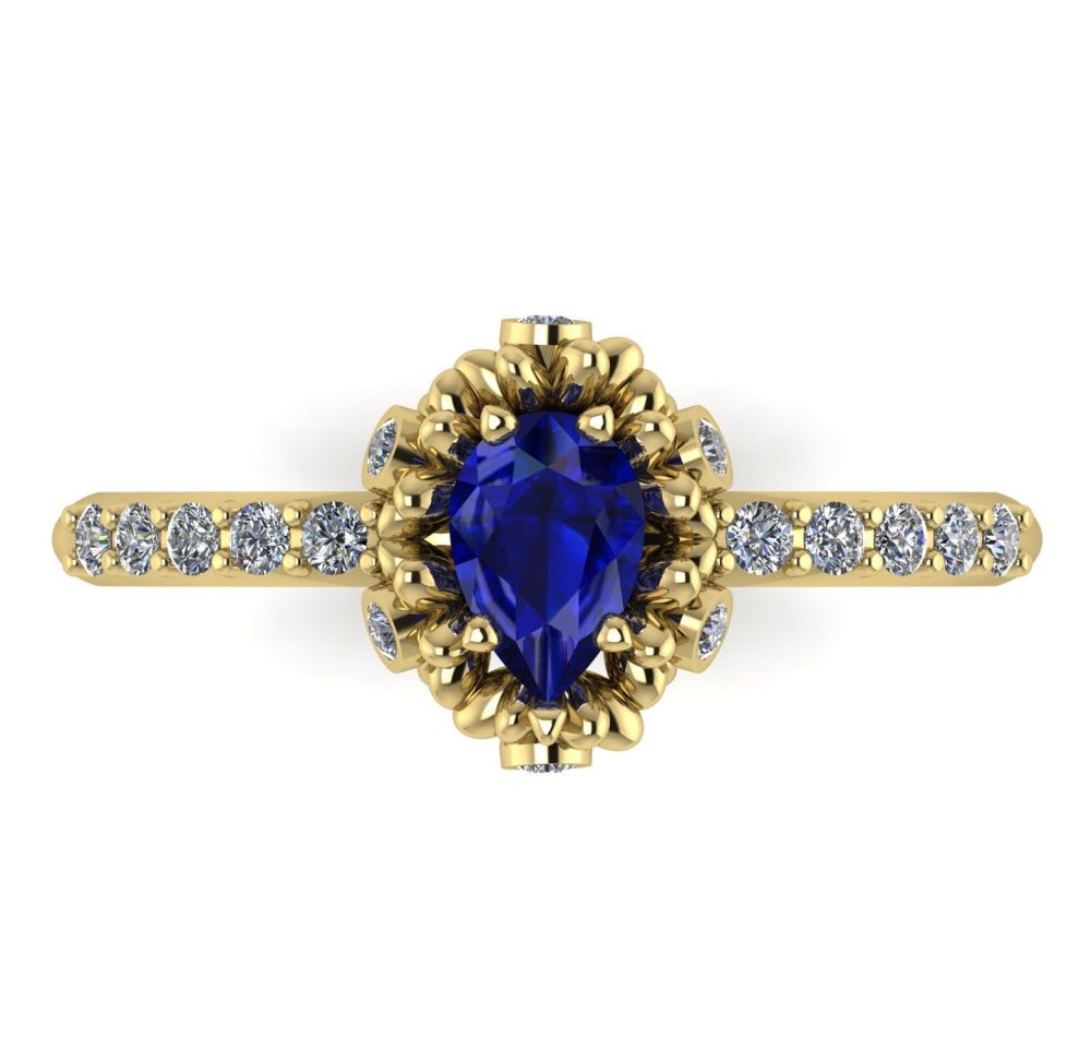 Garland: Sapphire, Diamonds & Gold Ring
