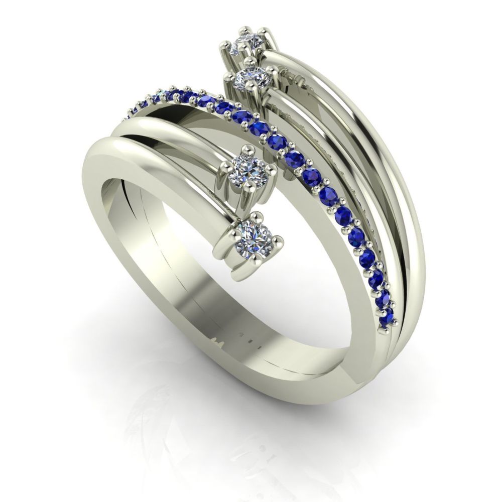 White Gold Strands Diamond & Sapphire Eternity Ring