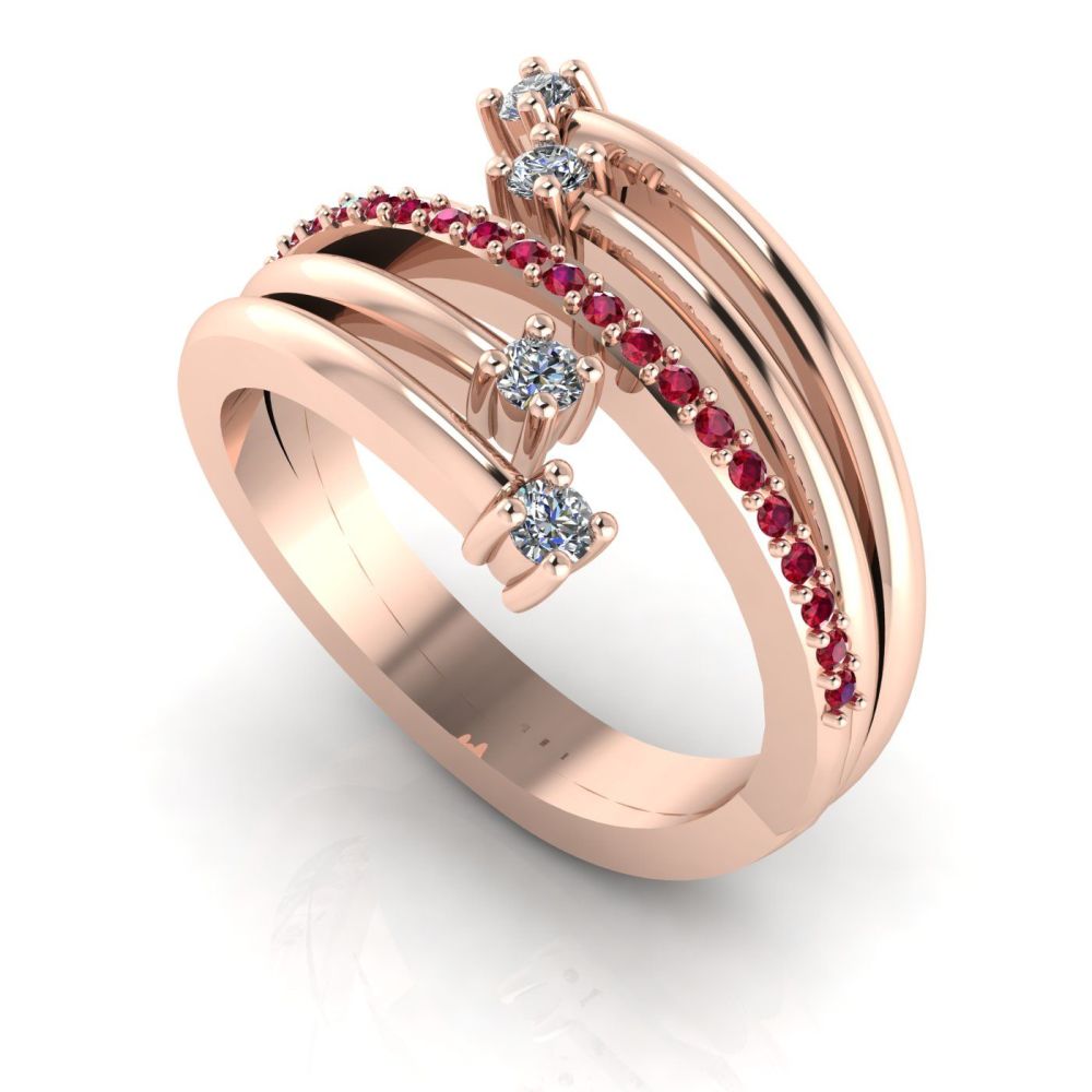 Rose Gold Strands Ruby  & Diamond Eternity Ring