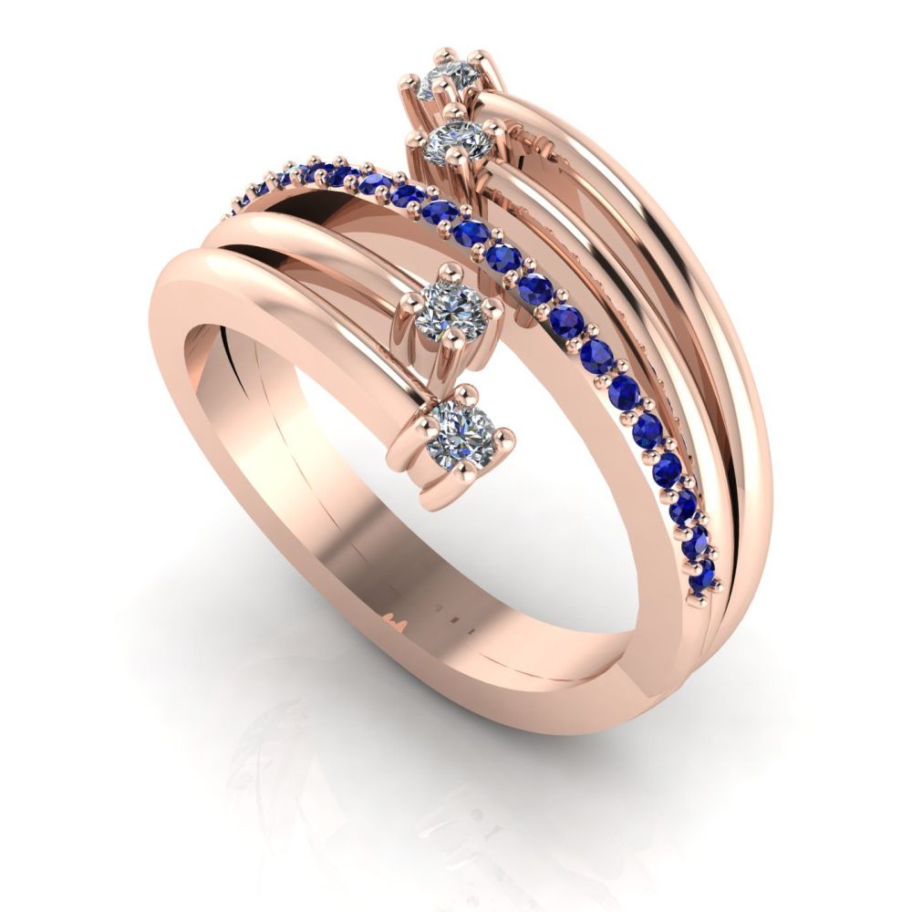 Rose Gold Strands Diamond & Sapphire Eternity Ring