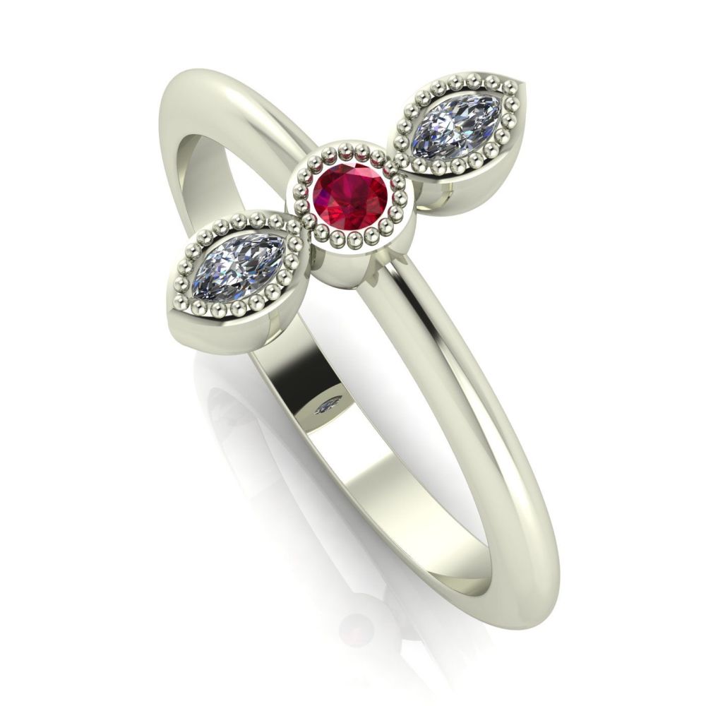 Astraea Trilogy - Ruby, Diamond & White Gold Ring