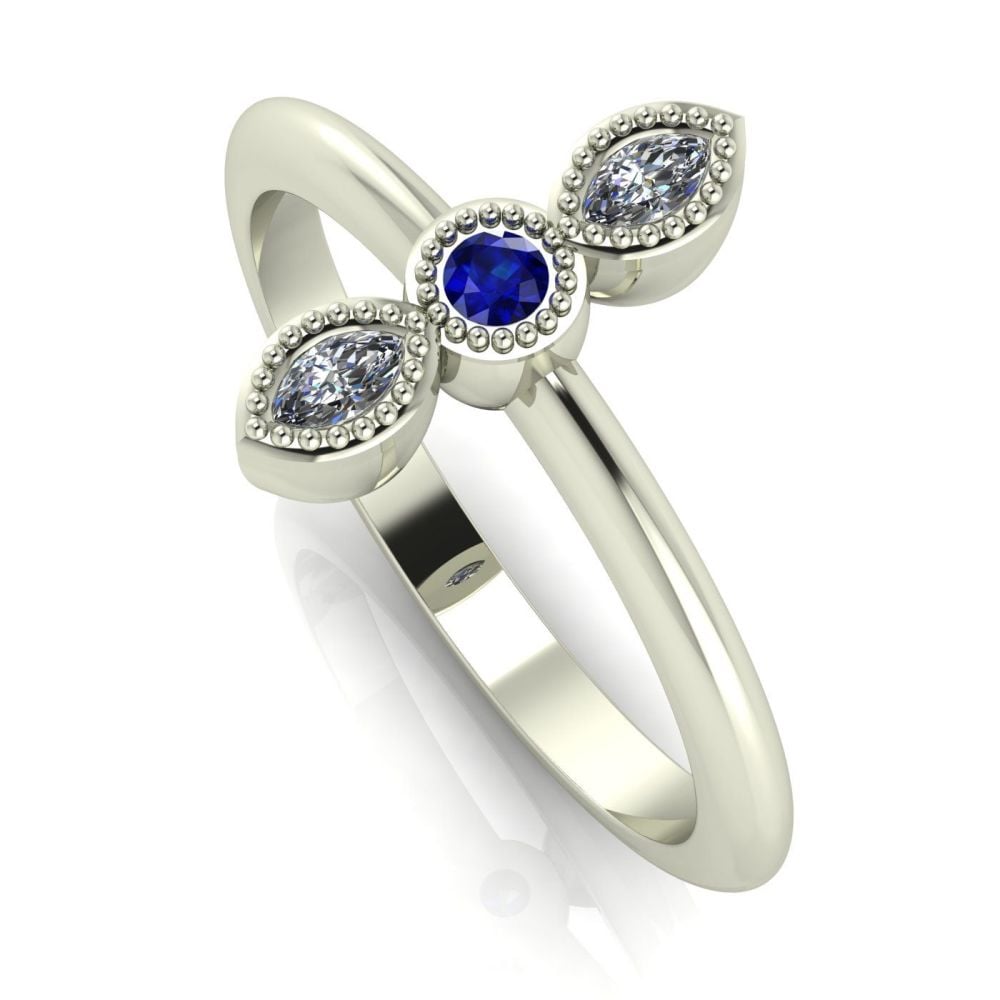 Astraea Trilogy - Sapphire, Diamond & White Gold Ring