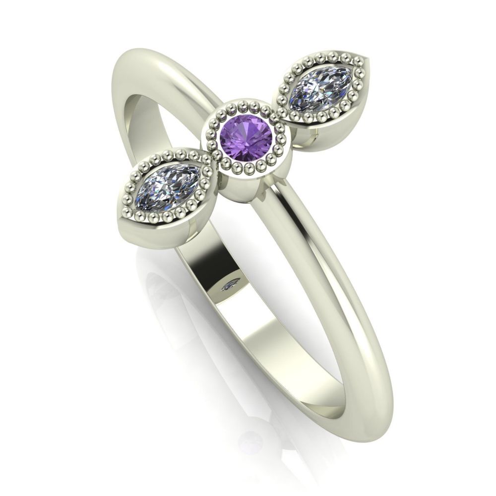 Astraea Trilogy - Violet Sapphire, Diamond & White Gold Ring