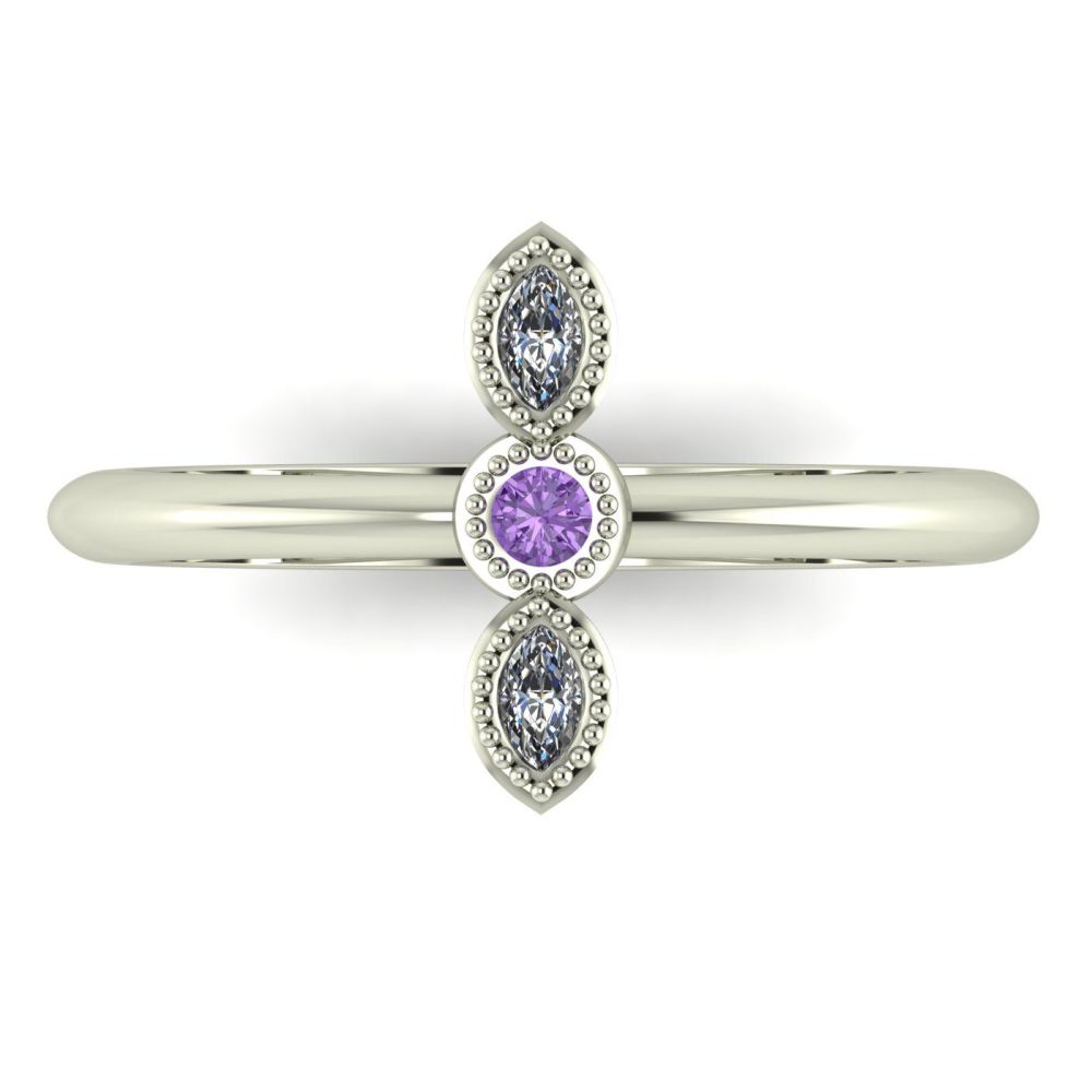 Astraea Trilogy - Violet Sapphire, Diamond & White Gold Ring