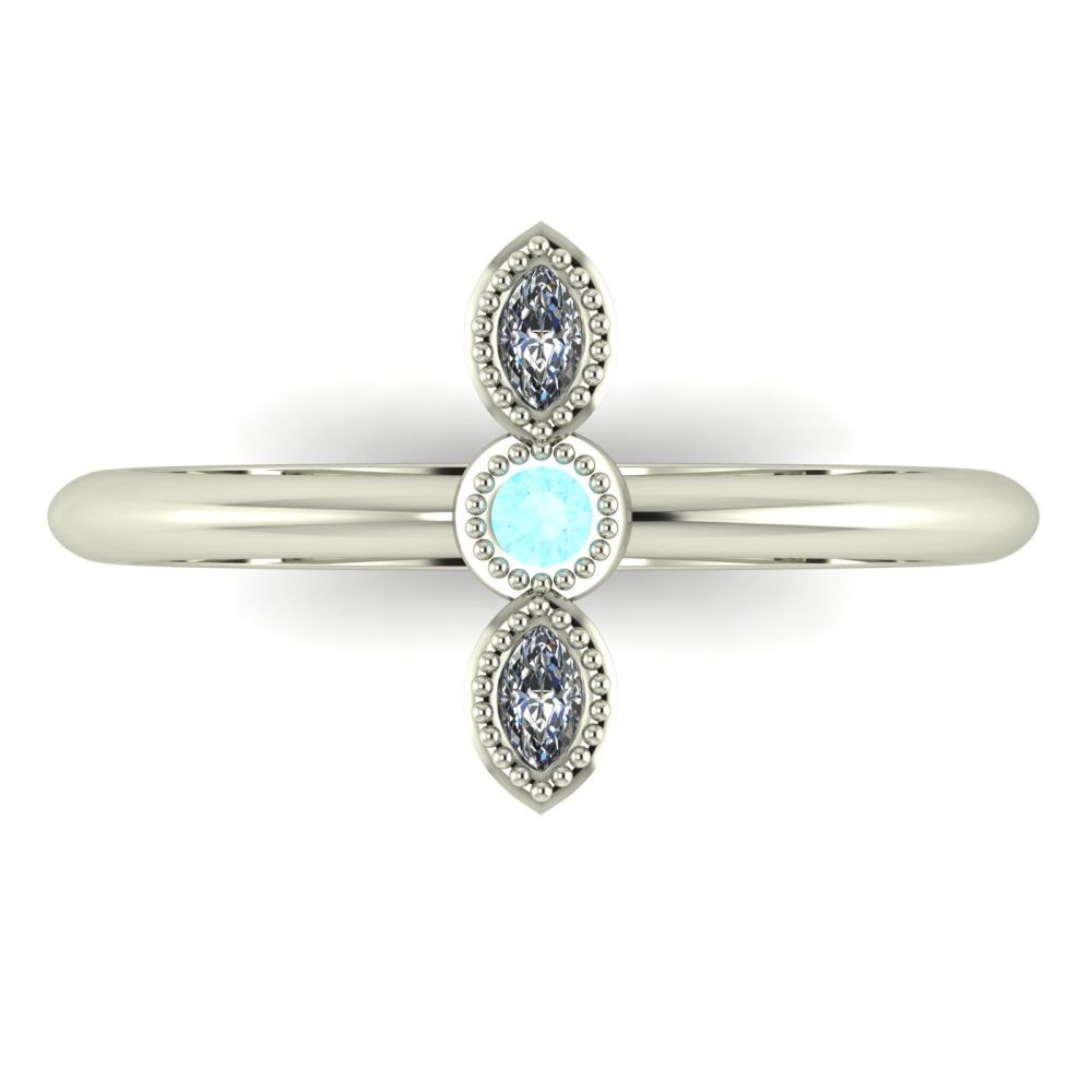Astraea Trilogy - Aquamarine, Diamond & White Gold Ring