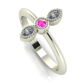 Astraea Trilogy - Pink Sapphire, Diamond & White Gold Ring