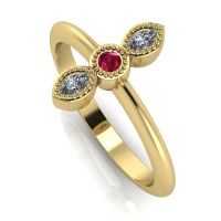 Astraea Trilogy - Ruby, Diamond & Yellow Gold Ring