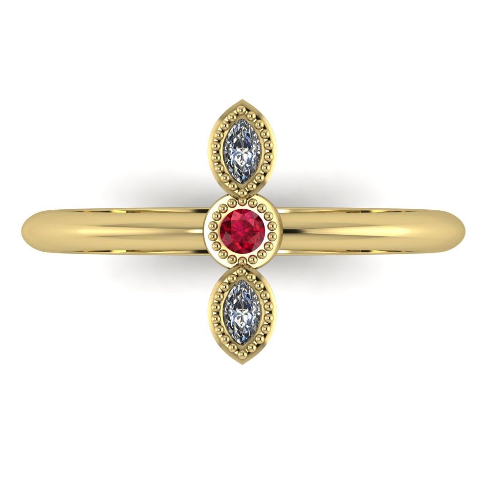 Astraea Trilogy - Ruby, Diamond & Yellow Gold Ring