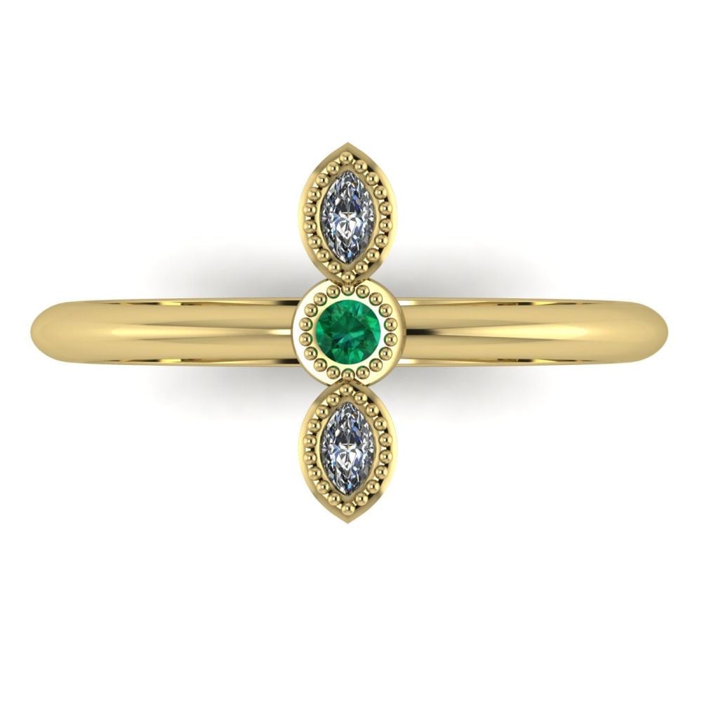 Astraea Trilogy - Emerald, Diamond & Yellow Gold Ring
