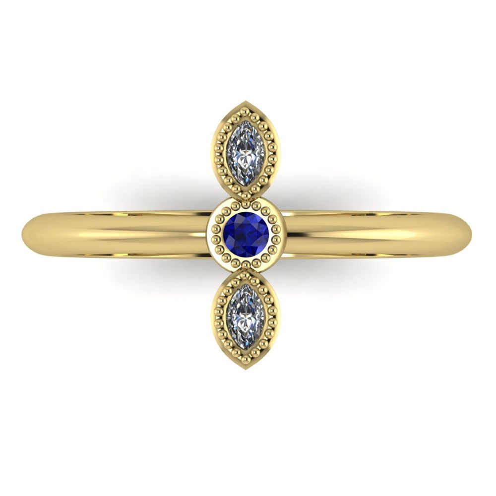 Astraea Trilogy - Sapphire, Diamond & Yellow Gold Ring