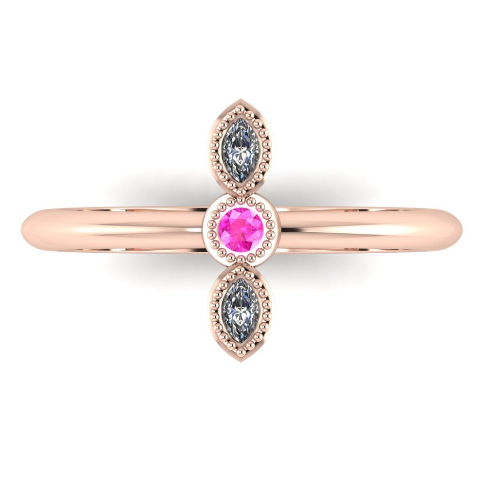 Astraea Trilogy - Pink Sapphire, Diamond & Rose Gold Ring