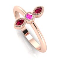 Astraea Trilogy - Ruby, Pink Sapphire & Rose Gold Ring