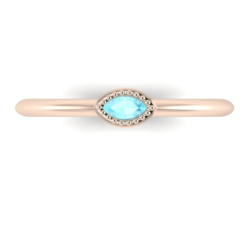 Mini Astraea- Aquamarine & Rose Gold Ring