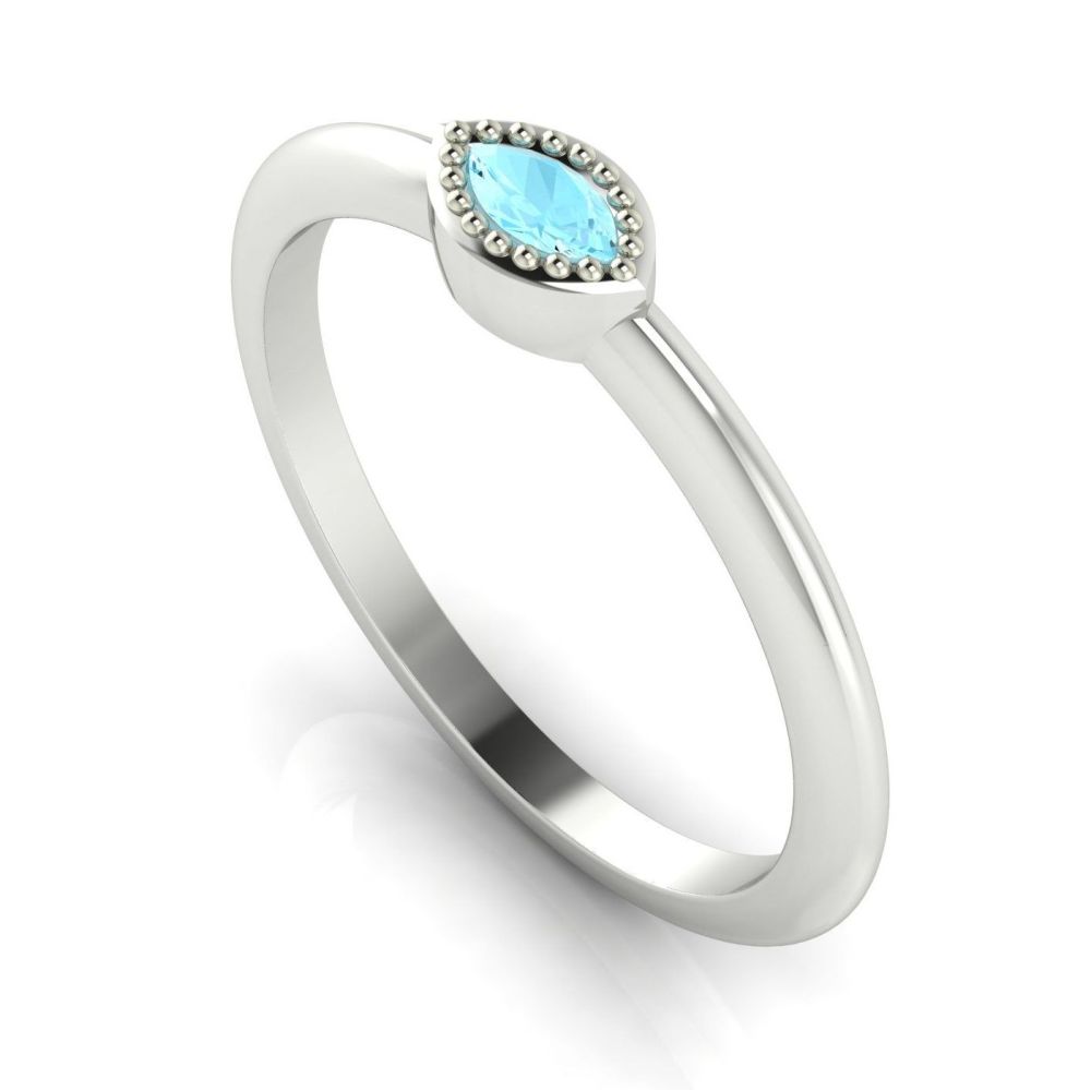 Mini Astraea- Aquamarine & White Gold Ring