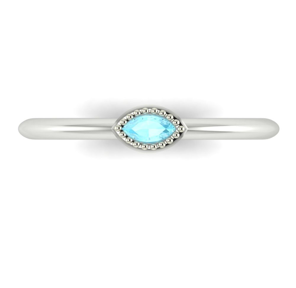 Mini Astraea- Aquamarine & White Gold Ring