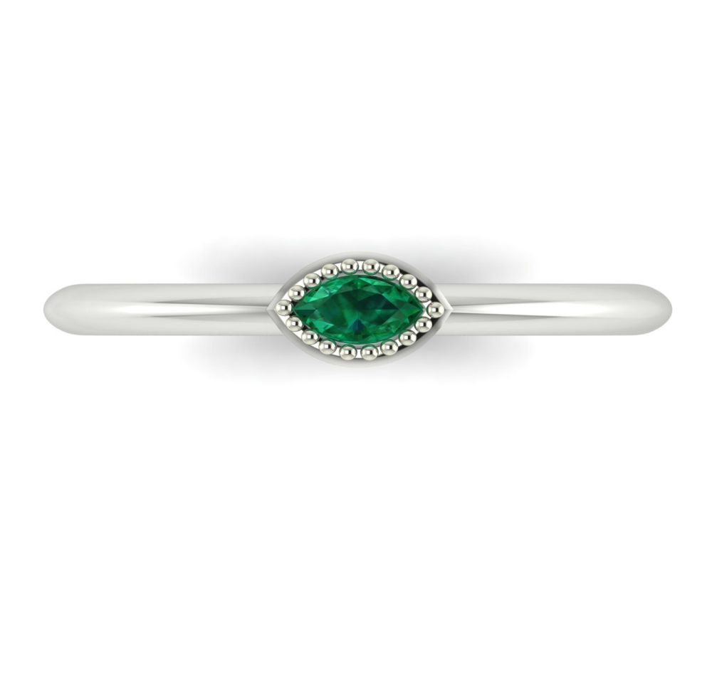 Mini Astraea- Emerald & White Gold Ring