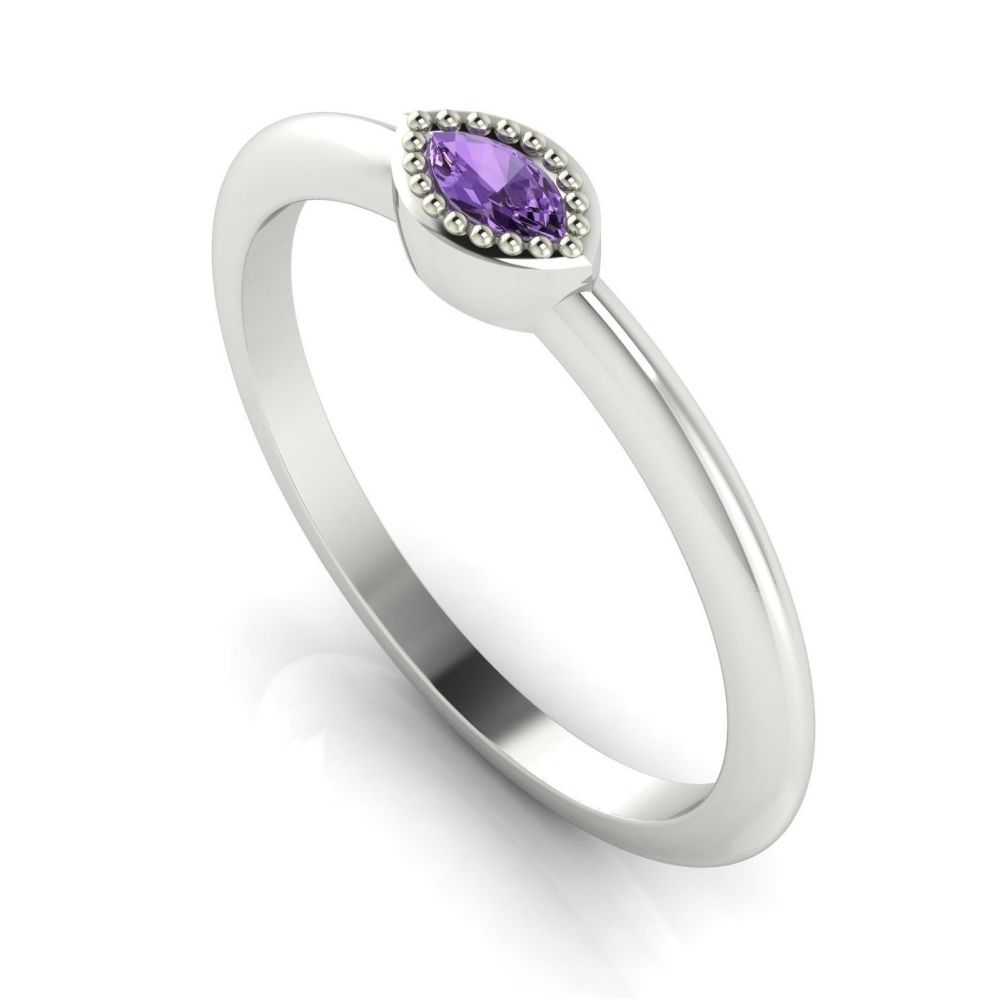 Mini Astraea- Violet Sapphire & White Gold Ring