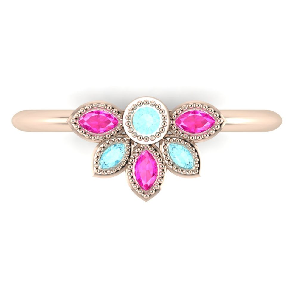Astraea Liberty Aquamarine, Pink Sapphire & Rose Gold Ring