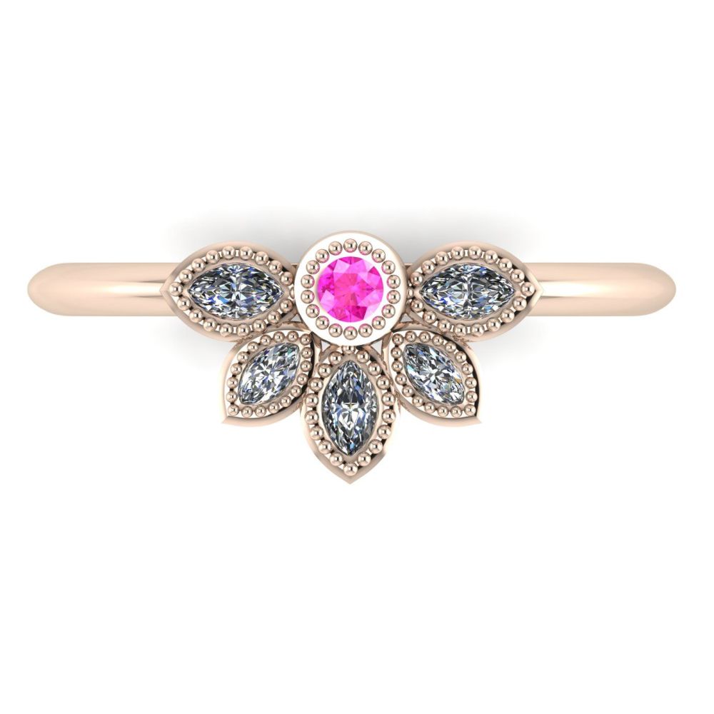 Astraea Liberty Pink Sapphire  With Diamonds & Rose Gold Ring