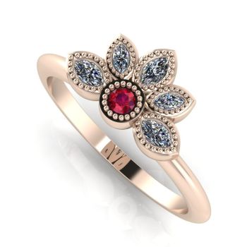 Astraea Liberty Ruby With Diamonds & Rose Gold Ring