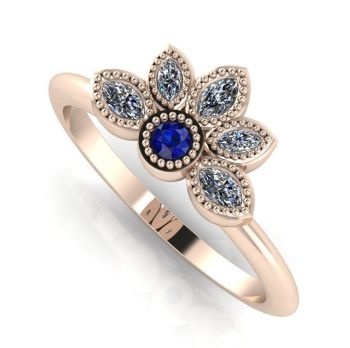 Astraea Liberty Sapphire With Diamonds & Rose Gold Ring