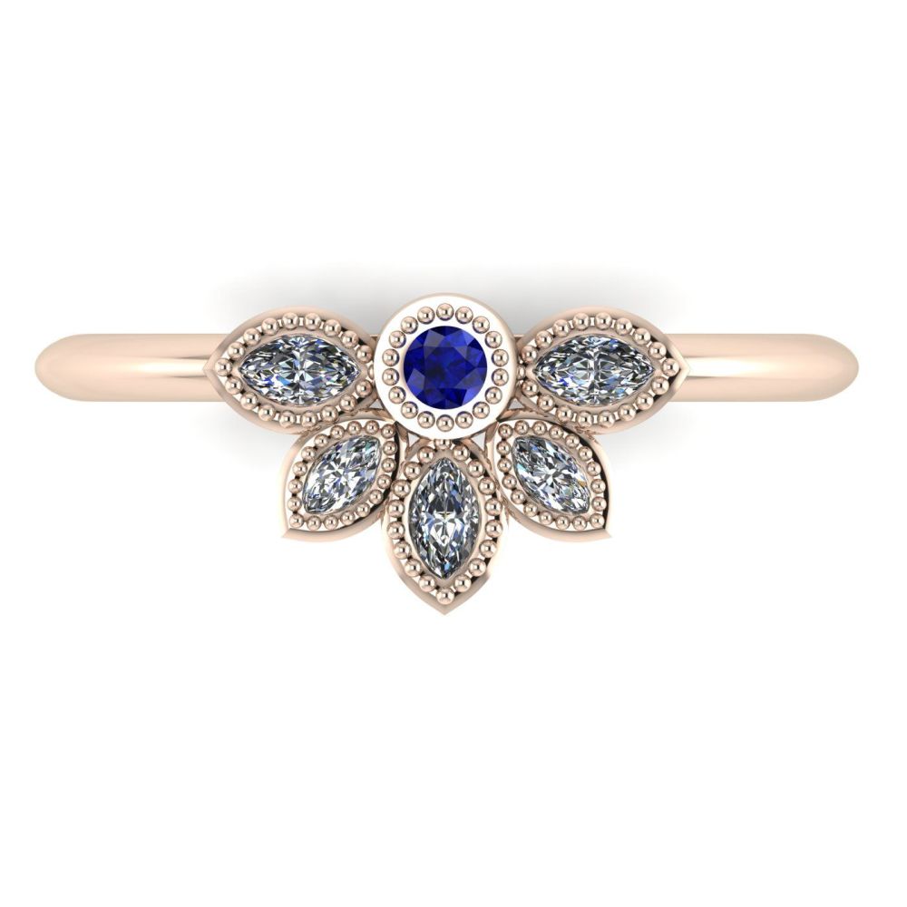 Astraea Liberty Sapphire With Diamonds & Rose Gold Ring