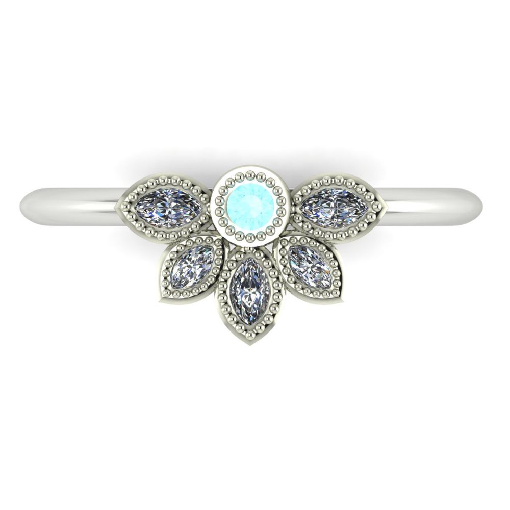 Astraea Liberty Aquamarine With Diamonds & White Gold Ring