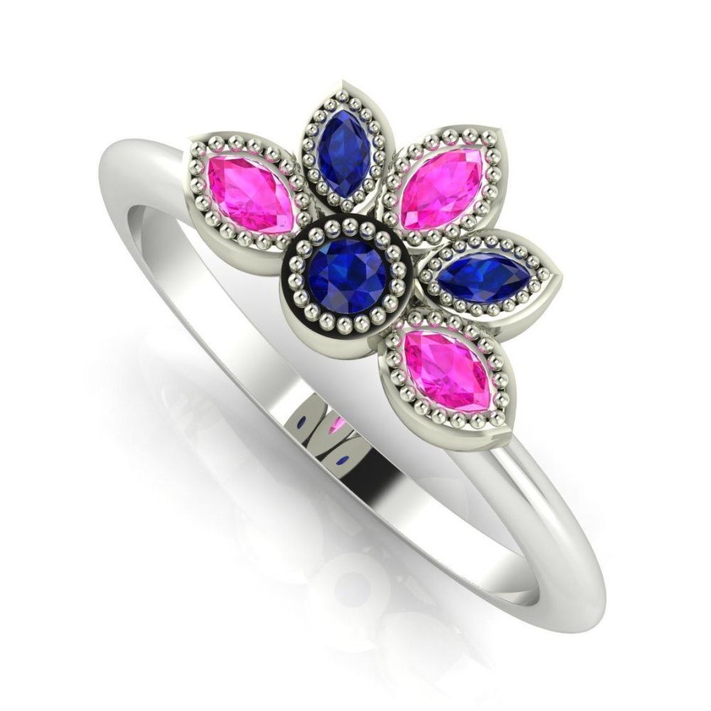 Astraea Liberty Blue & Pink Sapphire With Rose Gold Ring