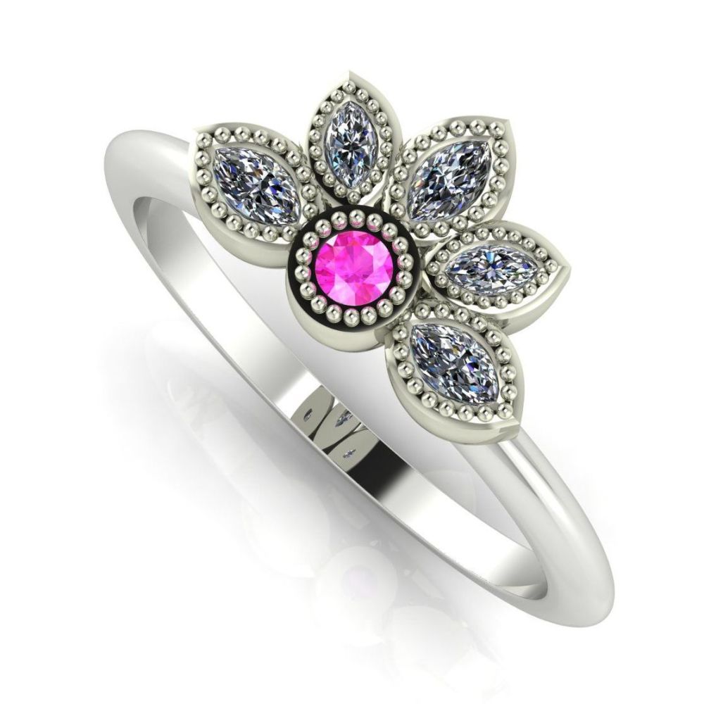 Astraea Liberty Pink Sapphire With Diamonds & White Gold Ring