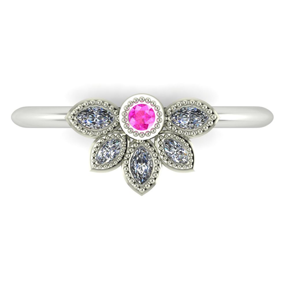 Astraea Liberty Pink Sapphire With Diamonds & White Gold Ring
