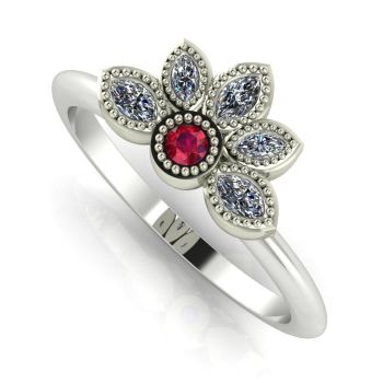 Astraea Liberty Ruby With Diamonds & White Gold Ring