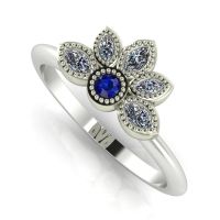 Astraea Liberty  Sapphire With Diamonds & White Gold Ring