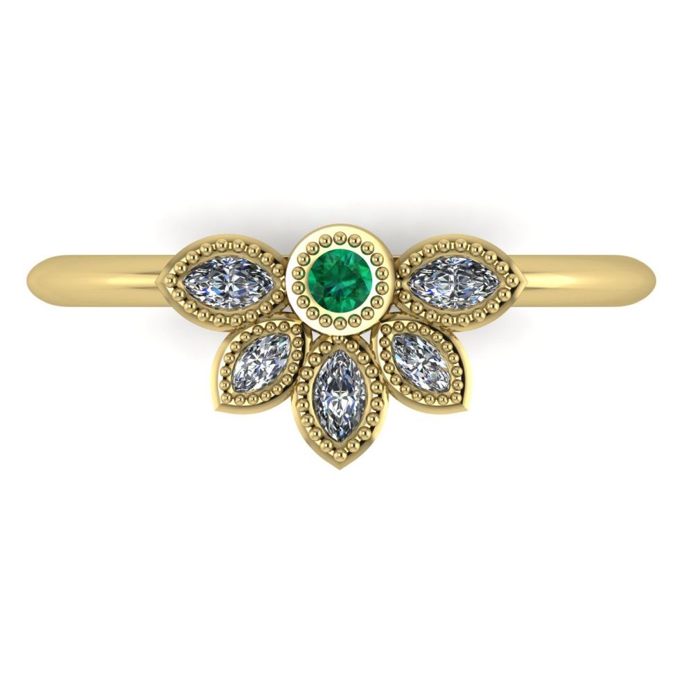 Astraea Liberty Emerald & Diamonds Gold Ring