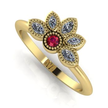 Astraea Liberty Ruby With Diamonds Gold Ring